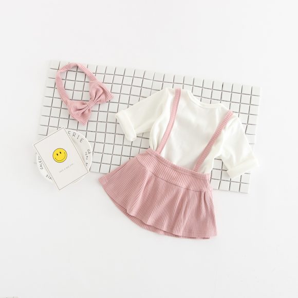 Baby Clothes Girls Fall Newborn Children Cotton Baby Romper Dress Up Clothing Three Sets - Image 2