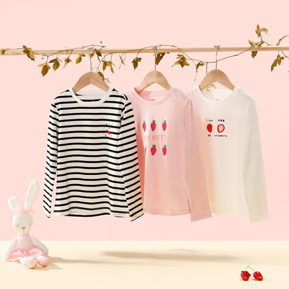 Children's Clothing Girls T-shirts Long-sleeved Girls Big Kids Sweet Cotton Bottoming Shirt - Image 2