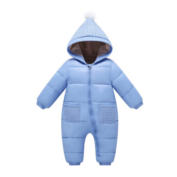 Thick Warm Flannel Soft Lined Solid Baby Romper - Image 4