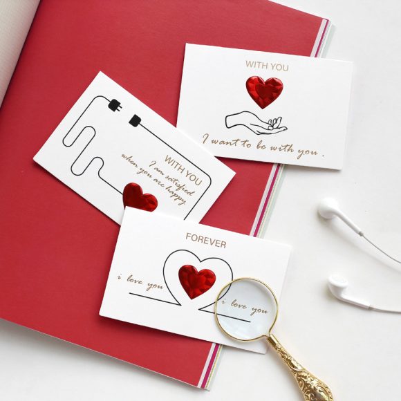 Solid Red Heart Greeting Card with Envelopes Romantic Letter I Love You Forever - Image 3
