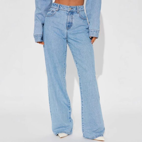 Straight Slimming Trousers Love Pocket High Waist Loose Jeans - Image 3