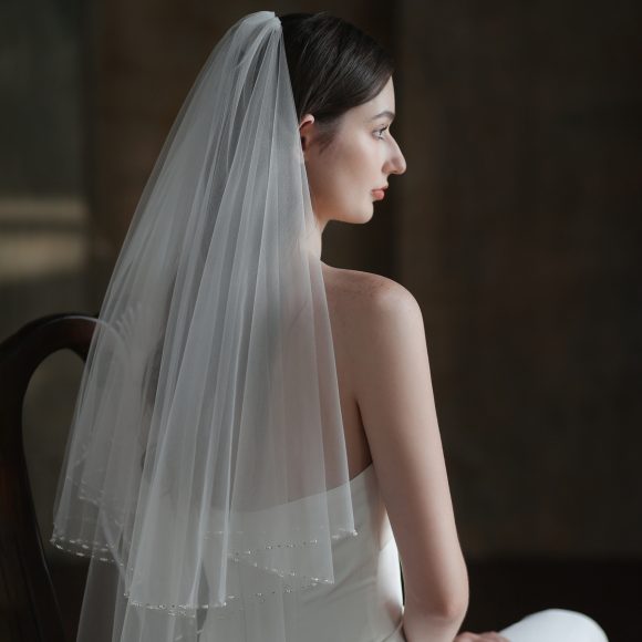 Exquisite Handmade Beaded Bridal Veil - Image 5