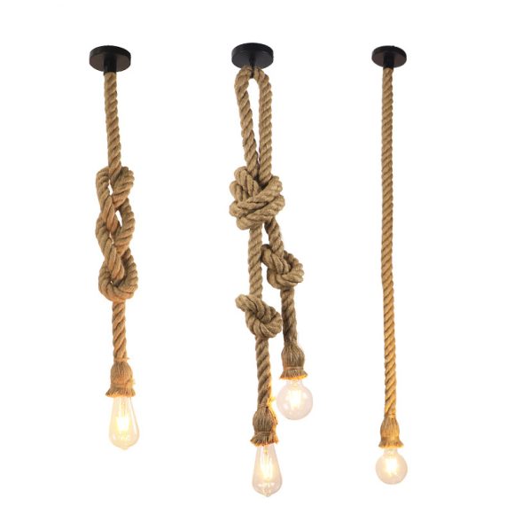 Hemp rope chandelier bar personality creative single head retro restaurant Internet cafe industrial wind loft double head nostalgic lamps - Image 4
