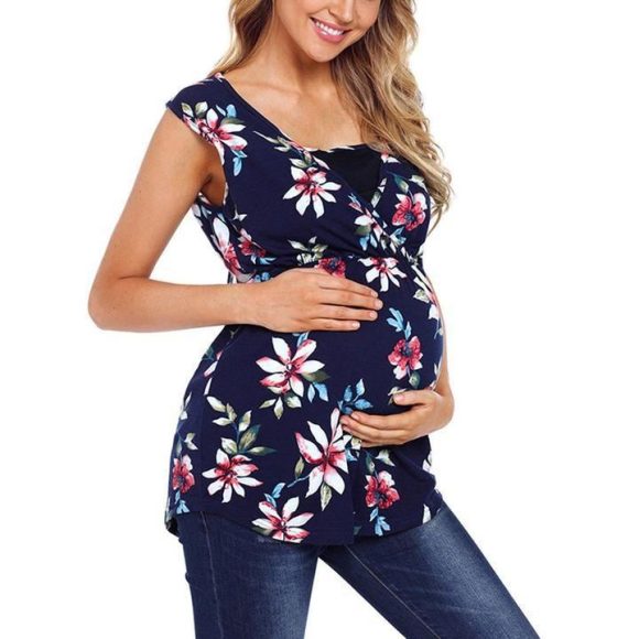 Pregnant Women Floral Printed Vest Maternity - Image 3