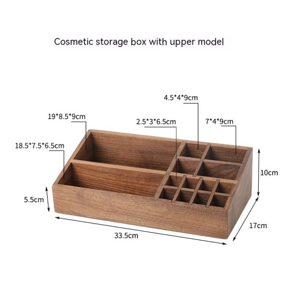 Solid Wood Cosmetics Storage Box Organizing Makeup Brush Drawer Rack - Image 7