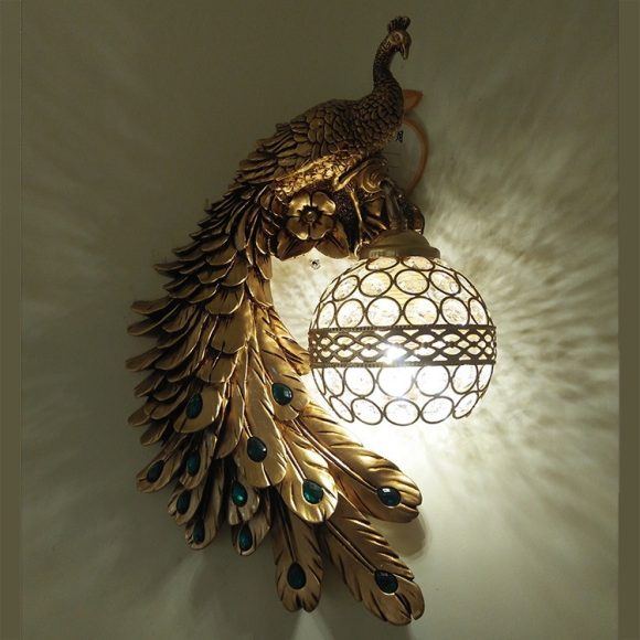 Retro Corridor Aisle Living Room Bedroom Hotel Decoration Project LED Peacock Wall Lamp - Image 5
