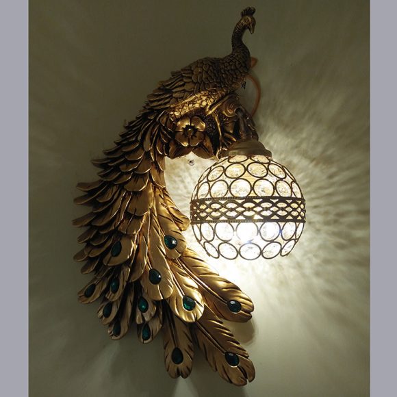 Retro Corridor Aisle Living Room Bedroom Hotel Decoration Project LED Peacock Wall Lamp - Image 4