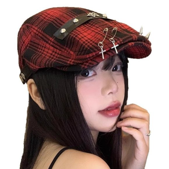 Dark Street Fashion Advance Hats Women's Neutral Plaid - Image 5