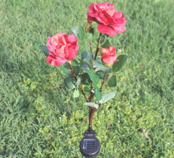 Solar rose lamp 3LED plug in the sun nen light garden garden light lawn light - Image 6