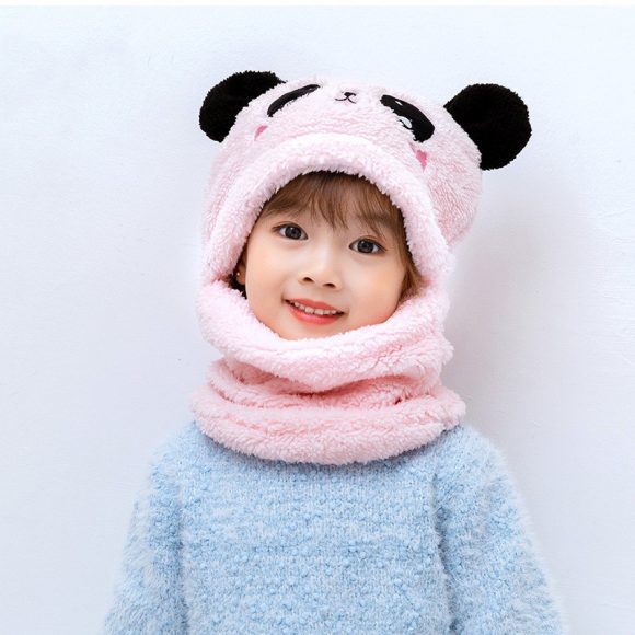 Winter boys and girls bib hat one-piece baby hat ear protection panda head hat - Image 7