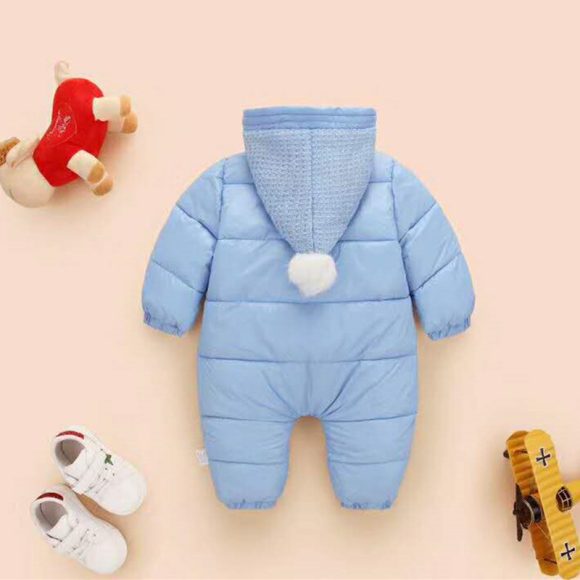 Thick Warm Flannel Soft Lined Solid Baby Romper - Image 6