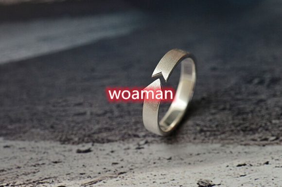 Sterling Silver  Ring Arrow Brushed Couple Ring - Image 5