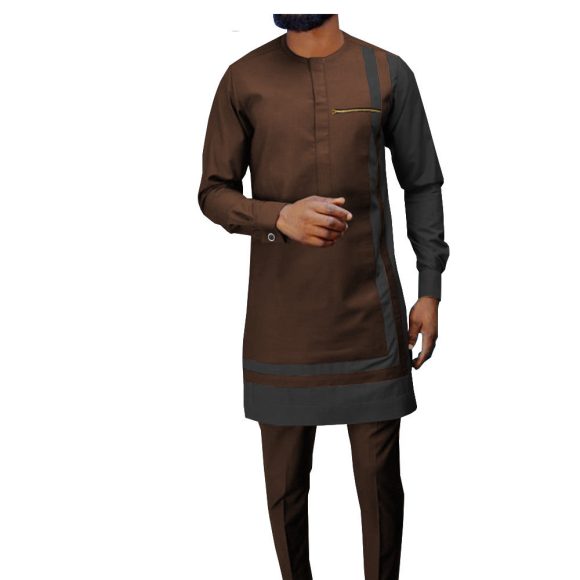 African Ethnic Printing Batik Cotton Men's Casual Suit - Image 4
