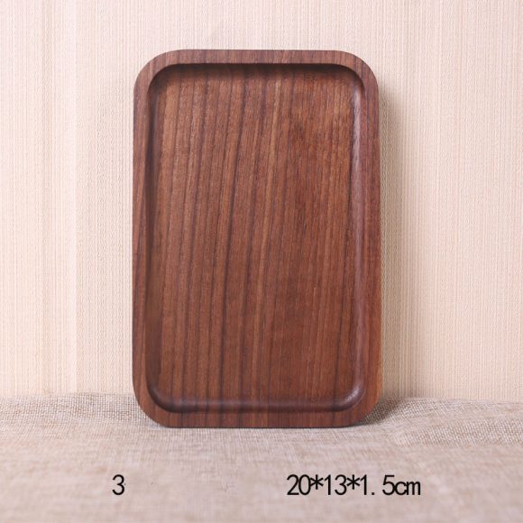 Japanese Style Wooden Black Walnut Rectangular Dinner Plate - Image 5