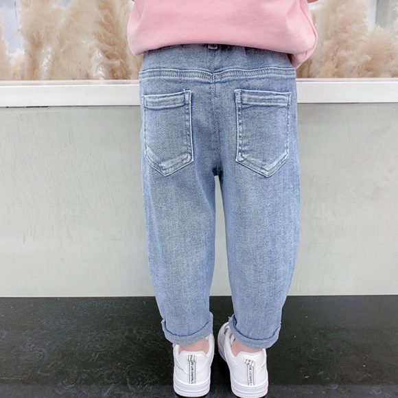 Girls' Casual Thin Love Stretch Jeans - Image 2