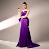 Long Sleeve Round Neck Party Beaded Big Bow Evening Dress - Image 2