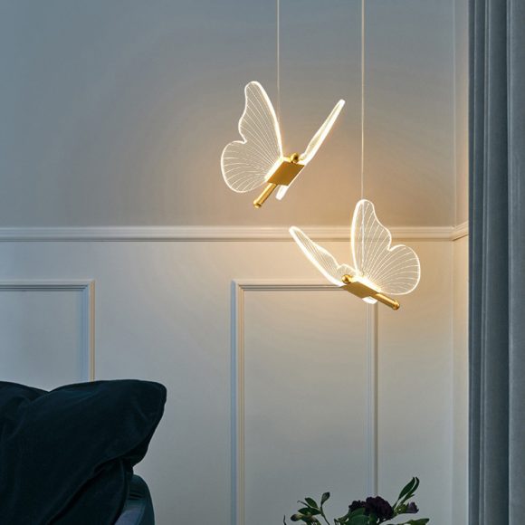 Long Line Modern Minimalist Bedroom Butterfly Bedside Chandelier Lamp - Image 6
