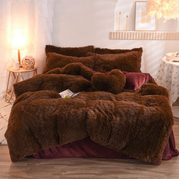 Luxury Thick Fleece Duvet Cover Queen King Winter Warm Bed Quilt Cover Pillowcase Fluffy Plush Shaggy Bedclothes Bedding Set Winter Body Keep Warm - Image 5