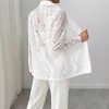 Lace Embroidery White Casual Blazer Women - Image 6