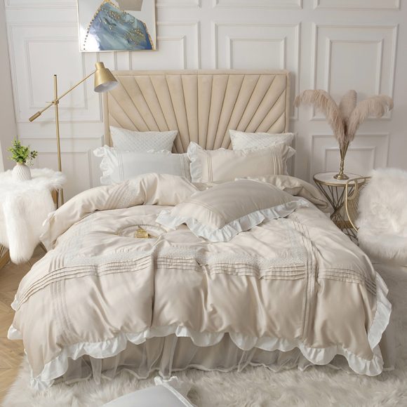 Lace Bed Skirt Quilt Cover Girl Heart Household Bedding Korean Princess Style Four-piece Quilt Cover - Image 3