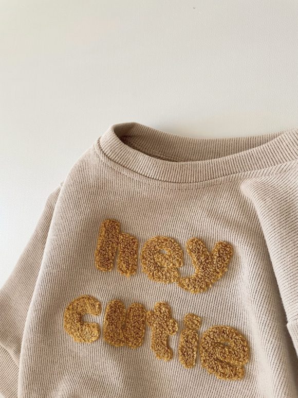 Spring And Autumn Newborn Alphabet Embroidery Baby Long Sleeve Two-piece Suit - Image 5