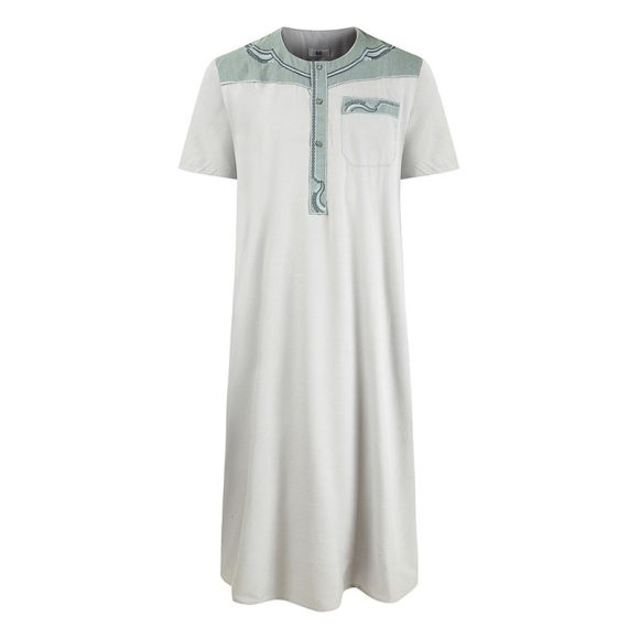 Men's Robe Pocket Contrast Color Middle East Short Sleeve - Image 6
