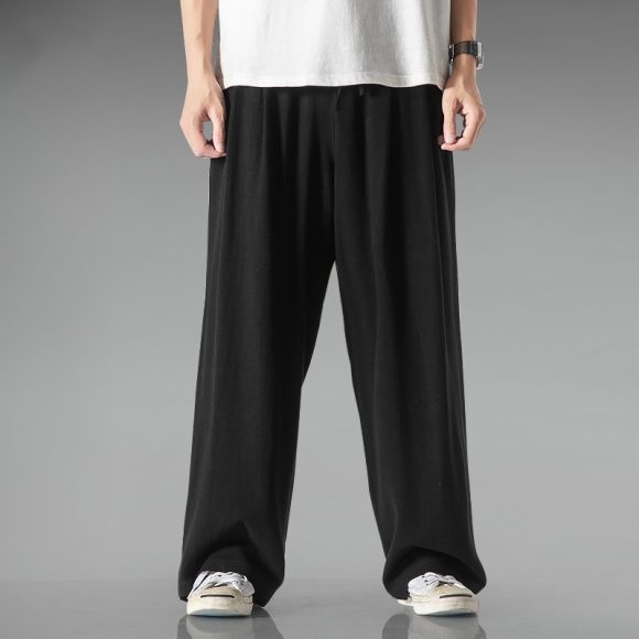 Lightweight Breathable Summer Plus Size Loose Straight Wide Leg Cotton And Linen Casual Pants - Image 7