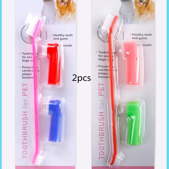 Double Head Toothbrush  Soft Pet Finger Toothbrush Set Pets Dogs Cats Teeth Care Cleaning Brush Pets Grooming Tools - Image 6
