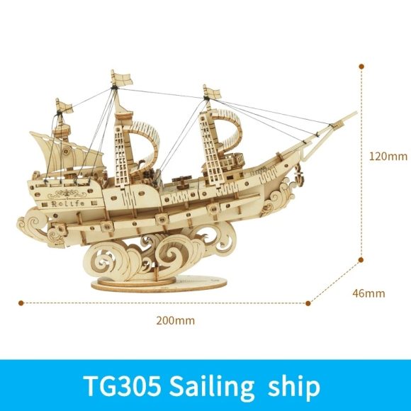 Robotime Boat & Ship Model 3D Wooden Puzzle Games Toys Assembly Kit For Children Kids Girls Birthday Christmas Gift Dropshipping - Image 4