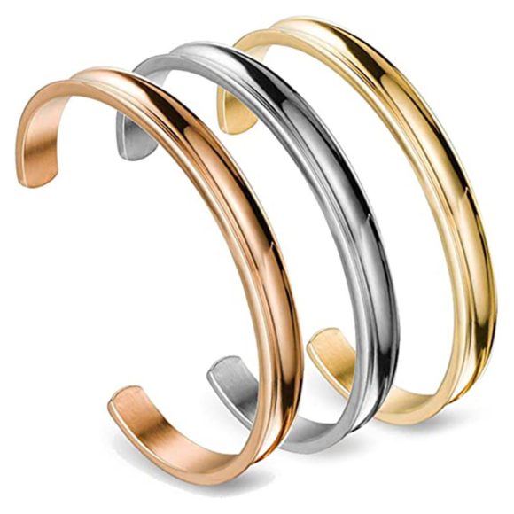 Stainless Steel C- Shaped Concave Open-ended Bracelet - Image 3