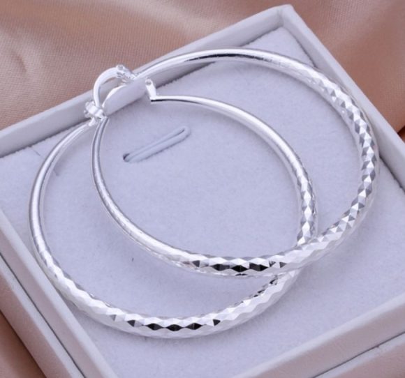925 Silver Exaggerated Large Hoop Earrings Hoop Earrings - Image 3