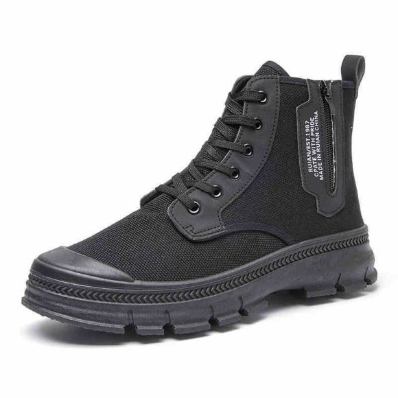 Hiking Boots Men's Side Zipper High-top Thicker Work Shoes - Image 7