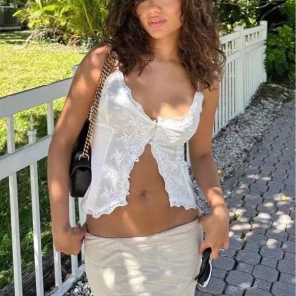 Lace Satin Sweet Slim Fit Small Slip Top 3403 - Image 6