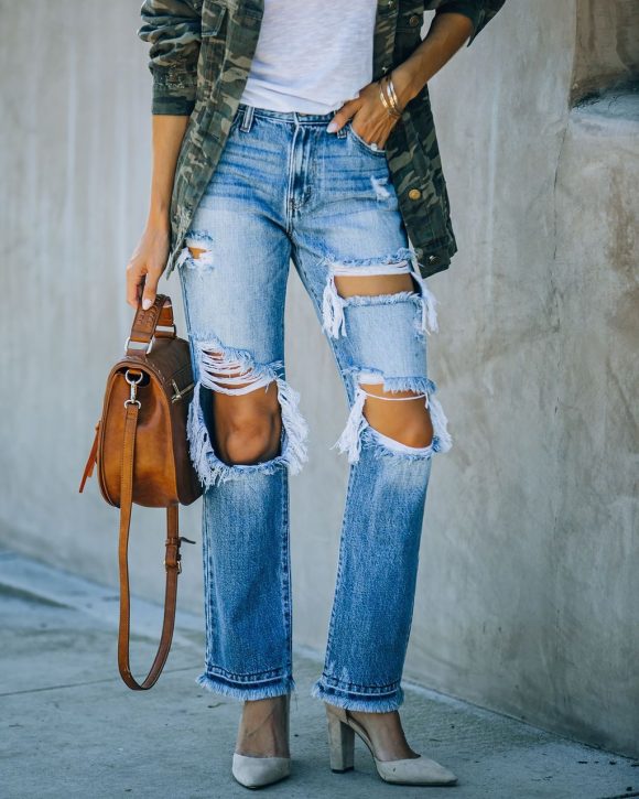 Ripped Foot Burr Fashion Straight Pants - Image 8