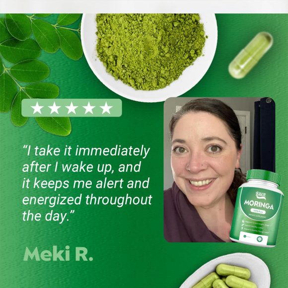 Pure Moringa Powder Capsules Of Nutrient-Rich Moringa - Natural Antioxidant Superfood - Promotes Energy, Skin Health, Gut Well-Being - With Essential Vitamins & Amino Acids 60 Count - Image 7