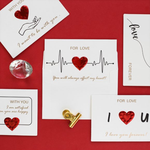 Solid Red Heart Greeting Card with Envelopes Romantic Letter I Love You Forever - Image 4