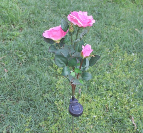 Solar rose lamp 3LED plug in the sun nen light garden garden light lawn light - Image 9