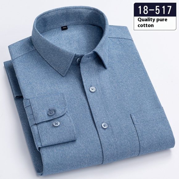 Men's Long Sleeve Solid Color Pocket Light Business Shirt - Image 8