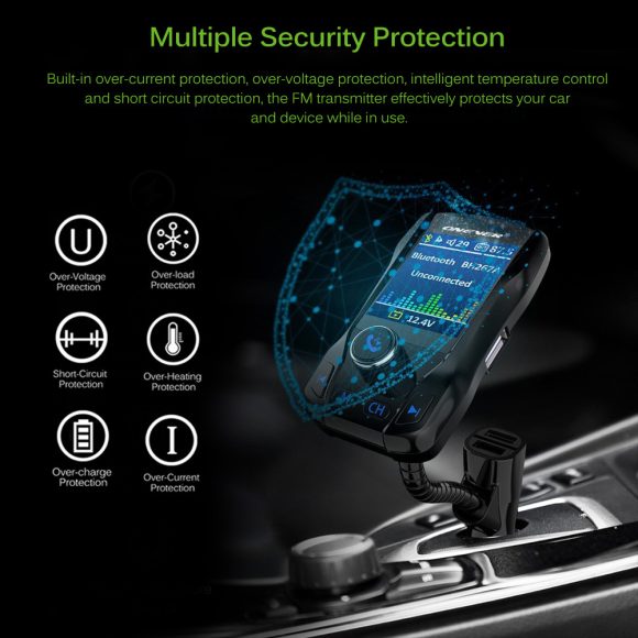 Compatible with Apple , Card car FM transmitter Bluetooth hands-free color screen - Image 3