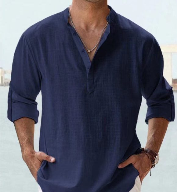 Casual Men's Loose Fitting Shirt With Long Sleeves - Image 2