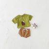 Girls' Casual Round Neck Cotton Ice Cream Patch Short Sleeve Shorts Suit - Image 5