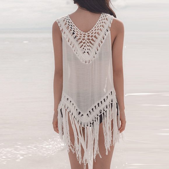 Sexy Cover Up Summer Beach Wear Tassel Bathing Suit Pareo Swimsuit Bikini Sunscreen One Piece Robe Beach Tunic Swimwear - Image 2