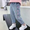 Girls' Casual Thin Love Stretch Jeans - Image 5
