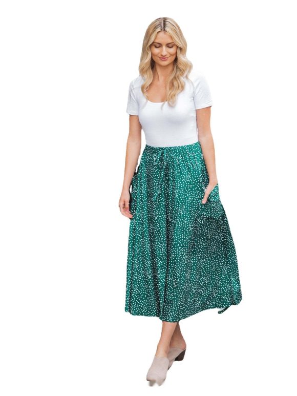 European And American Printed Elastic Summer Polka Dot Side Pocket Casual Skirt - Image 2