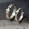 Sterling Silver  Ring Arrow Brushed Couple Ring - Image 4