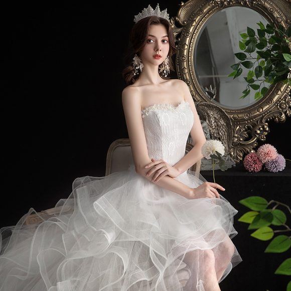 Short Front And Back Length Small Trailing Wedding Dress - Image 2