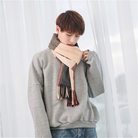 Warm Tassel Plaid Bristle Scarf - Image 2