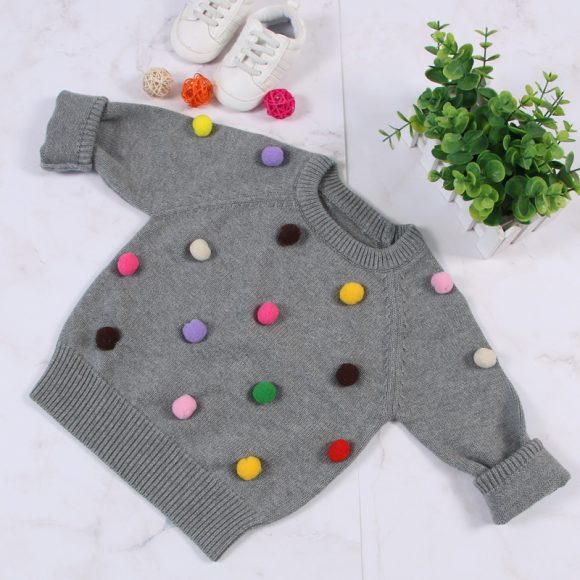 Cardigan Girls Winter Kids Sweater Balls Design Baby Knitted Cardigans Casual Toddler Boys Sweater Woolen Fleece Girls Sweater - Image 6