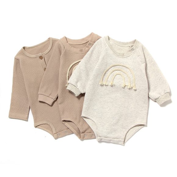 Spring And Autumn Romper R Baby Long Sleeve Waffle - Image 5