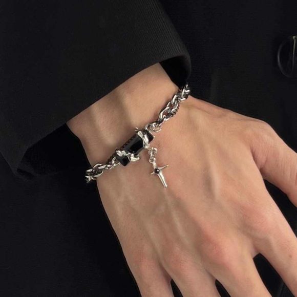 Black Onyx Eight-pointed Stars Bracelet Men's Necklace Suit - Image 2